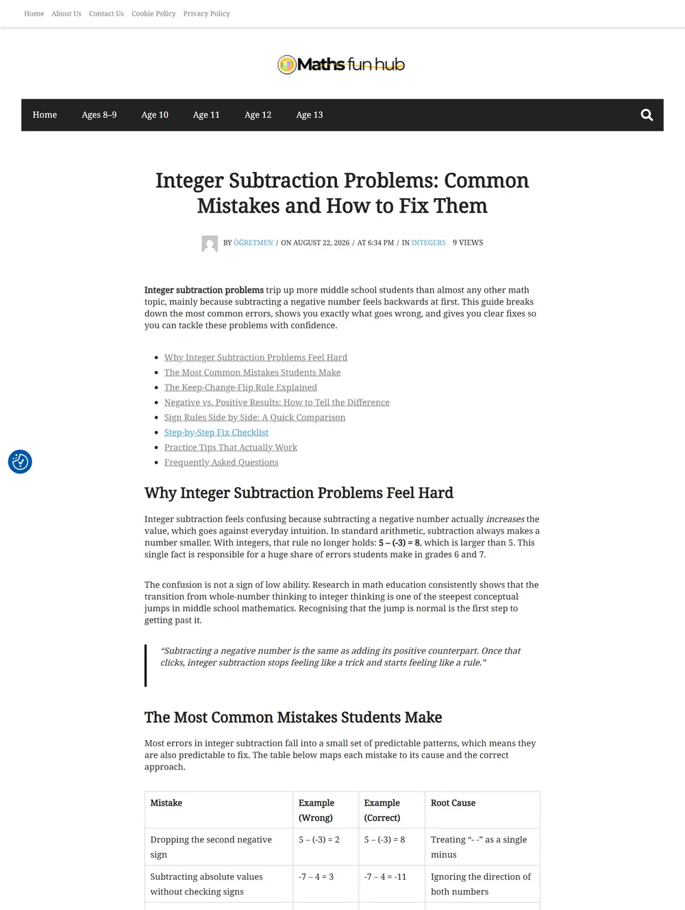 Integer Subtraction Problems: Common Mistakes and How to Fix Them