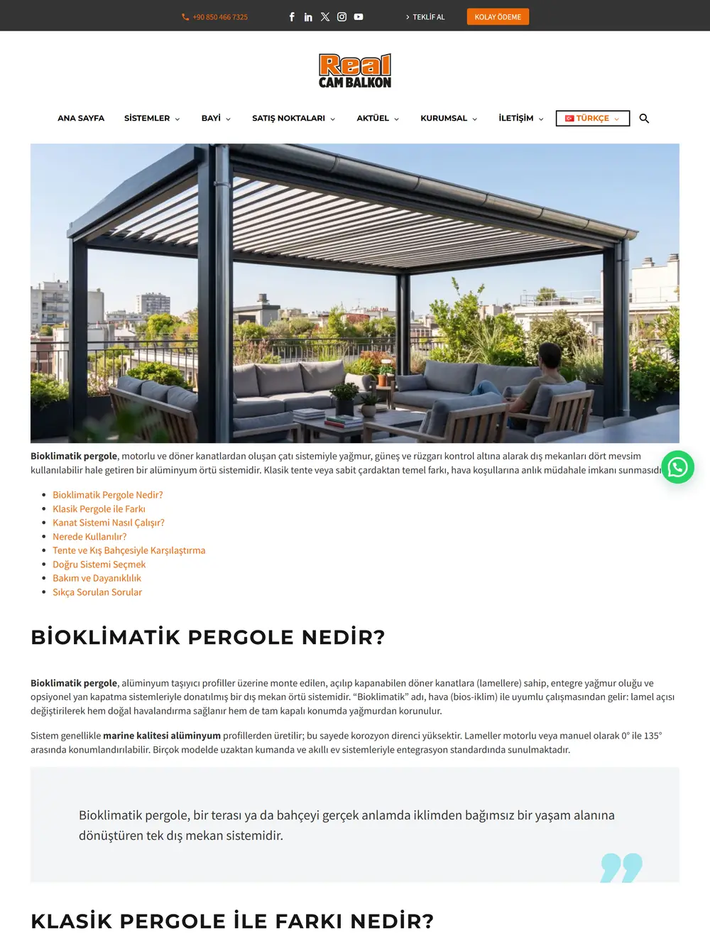 Bioklimatik Pergole Nedir? Dış Mekanınızı Dört Mevsim Kullanın